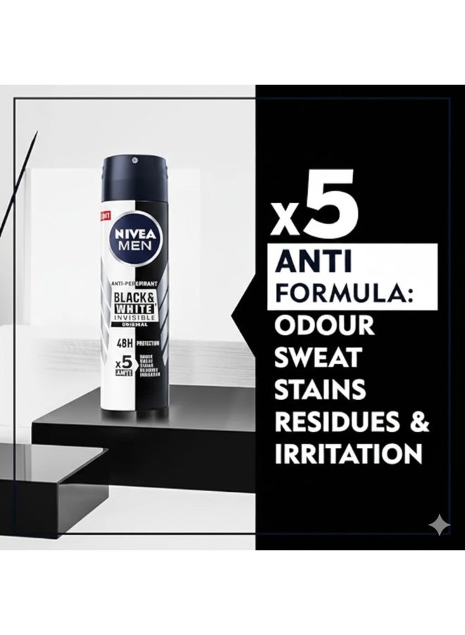 نيفيا بخاخ نيفيا للرجال المضاد للتعرق، حماية غير مرئية باللونين الأبيض والأسود، أصلي، 3x150 مل - Image 3